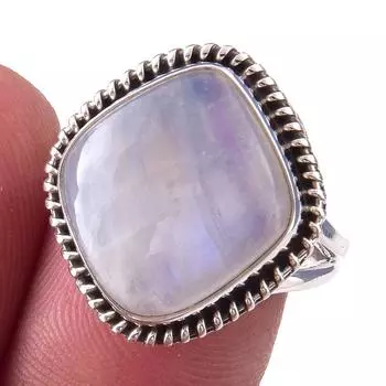 Natural Rainbow Moon Stone Gemstone Handmade 925 Sterling Silver Ring S.8 l7v68