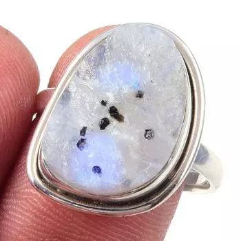 Natural Rainbow Moon Stone Gemstone Handmade 925 Sterling Silver Ring S.9 b4W19
