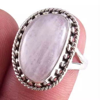 Natural Rainbow Moon Stone Gemstone Handmade 925 Sterling Silver Ring S.7 n5A38