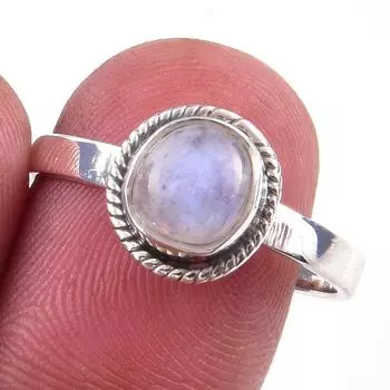 Natural Rainbow Moon Stone Gemstone Handmade 925 Sterling Silver Ring S.9 p0s18