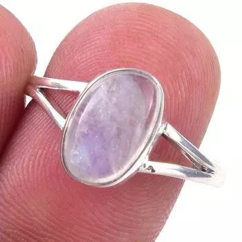 Natural Rainbow Moon Stone Gemstone Handmade 925 Sterling Silver Ring S.8 u5f47