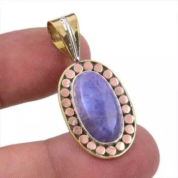 Natural Rainbow Moonstone 925 Sterling Silver Jewelry TwoTone Pendant 1.50 r9E74