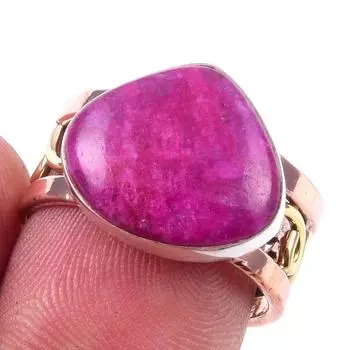 Natural Rainbow Moonstone 925 Sterling Silver Two Tone Jewelry Ring S.7 j1a58