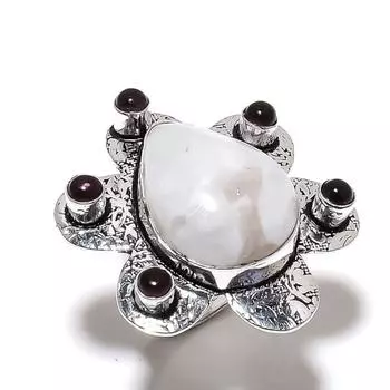 Natural Rainbow Moonstone,Amethyst Gemstone 925 Sterling Silver Ring Size 9 k3g64