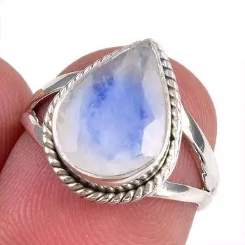 Natural Rainbow Moonstone Gemstone 925 Solid Silver Jewelry Ring Size 5.5 h5P33