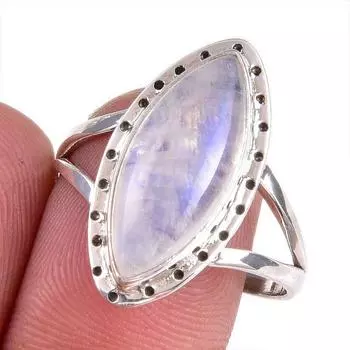 Natural Rainbow Moonstone Gemstone 925 Solid Silver Jewelry Ring Size 10 r7B75