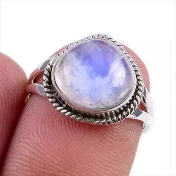 Natural Rainbow Moonstone Gemstone 925 Solid Sterling Silver Ring Size 6 U3q30