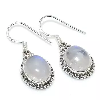 Natural Rainbow Moonstone Gemstone 925 Solid Sterling Silver Earring 1.25 F0q47