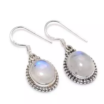 Natural Rainbow Moonstone Gemstone 925 Solid Sterling Silver Earring 1.25 o3h65