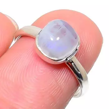 Natural Rainbow Moonstone Gemstone 925 Solid Sterling Silver Gift Ring S.6 z6h69