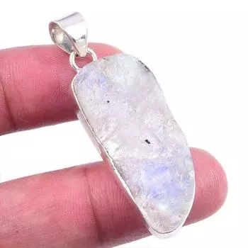Natural Rainbow Moonstone Gemstone 925 Solid Sterling Silver Pendant 2 d3P27