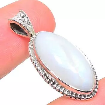 Natural Rainbow Moonstone Gemstone 925 Solid Sterling Silver Pendant 1.30 Q0z02