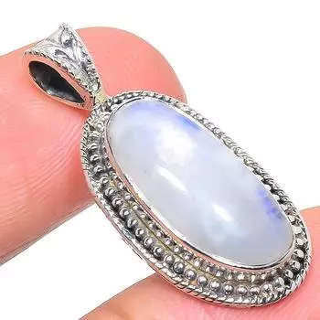 Natural Rainbow Moonstone Gemstone 925 Solid Sterling Silver Pendant 1.30 y8N00