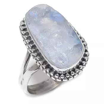 Natural Rainbow Moonstone Gemstone 925 Solid Sterling Silver Gift Ring S.8 G7e07