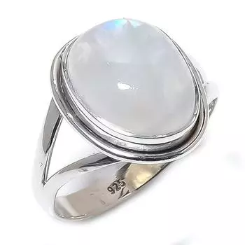 Natural Rainbow Moonstone Gemstone 925 Solid Sterling Silver Gift Ring S.9 p8S38