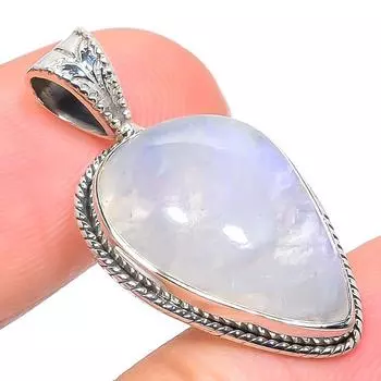 Natural Rainbow Moonstone Gemstone 925 Solid Sterling Silver Pendant 1.26 Q2g07