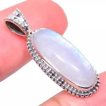 Natural Rainbow Moonstone Gemstone 925 Solid Sterling Silver Pendant 1.30 I9r88
