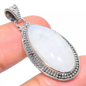 Natural Rainbow Moonstone Gemstone 925 Solid Sterling Silver Pendant 1.65 J2k48