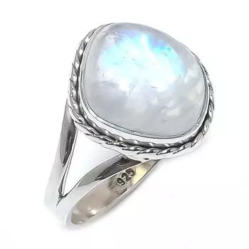 Natural Rainbow Moonstone Gemstone 925 Solid Sterling Silver Gift Ring S.8 o6d40