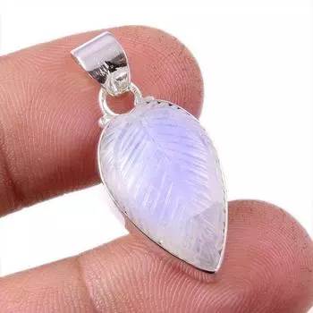 Natural Rainbow Moonstone Gemstone 925 Solid Sterling Silver Pendant 1.25 w8j25
