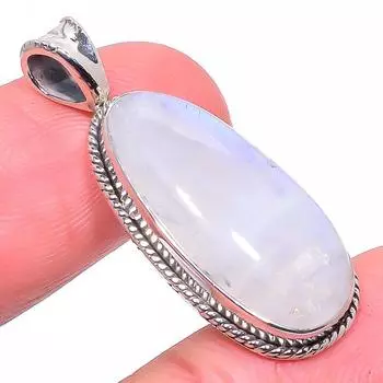 Natural Rainbow Moonstone Gemstone 925 Solid Sterling Silver Pendant 1.42 J9T95