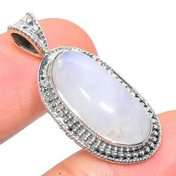 Natural Rainbow Moonstone Gemstone 925 Solid Sterling Silver Pendant 1.38 i8f15