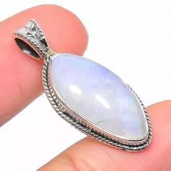 Natural Rainbow Moonstone Gemstone 925 Solid Sterling Silver Pendant 1.34 O7g73