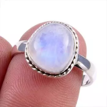 Natural Rainbow Moonstone Gemstone 925 Solid Sterling Silver Ring Size 8 S0i56