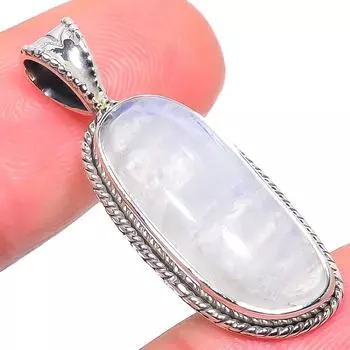 Natural Rainbow Moonstone Gemstone 925 Solid Sterling Silver Pendant 1.38 w0l82
