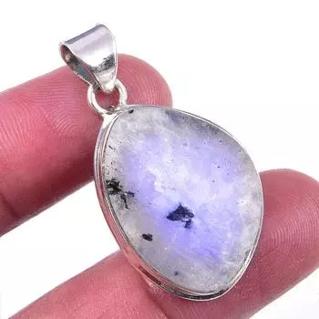Natural Rainbow Moonstone Gemstone 925 Solid Sterling Silver Pendant 1.50 U0E39