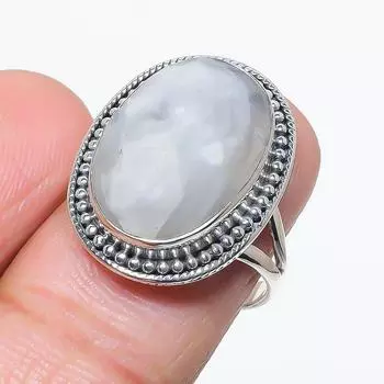 Natural Rainbow Moonstone Gemstone 925 Solid Sterling Silver Gift Ring S.8 c5s40