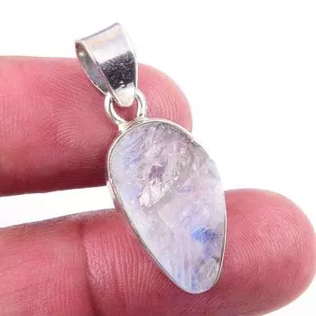 Natural Rainbow Moonstone Gemstone 925 Solid Sterling Silver Pendant 1.25 j6b93