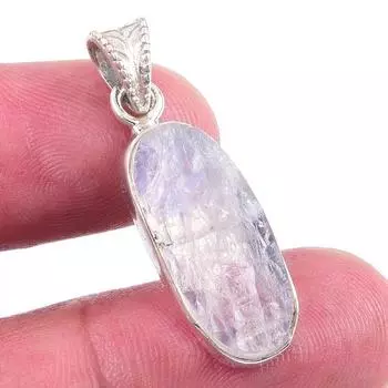 Natural Rainbow Moonstone Gemstone 925 Solid Sterling Silver Pendant 1.25 k4j17