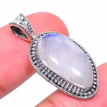 Natural Rainbow Moonstone Gemstone 925 Solid Sterling Silver Pendant 1.26 l9f10