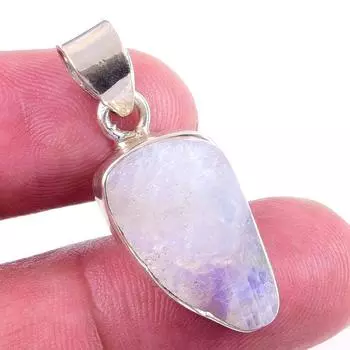 Natural Rainbow Moonstone Gemstone 925 Solid Sterling Silver Pendant 1.25 r1C17