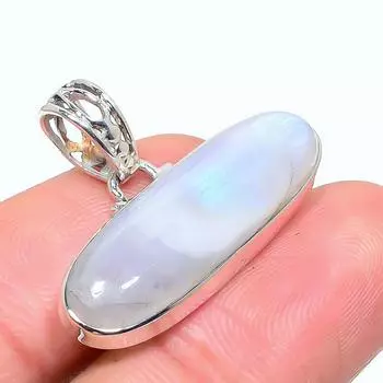 Natural Rainbow Moonstone Gemstone 925 Solid Sterling Silver Pendant 0.99 F4f06