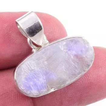 Natural Rainbow Moonstone Gemstone 925 Solid Sterling Silver Pendant 1 f5e55