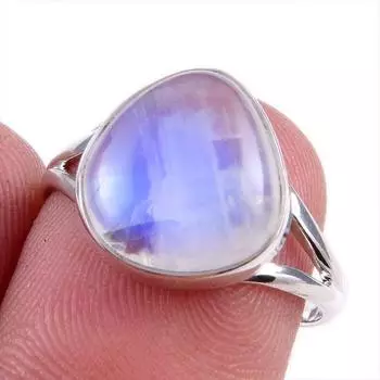 Natural Rainbow Moonstone Gemstone 925 Solid Sterling Silver Ring Size 7 f3m56