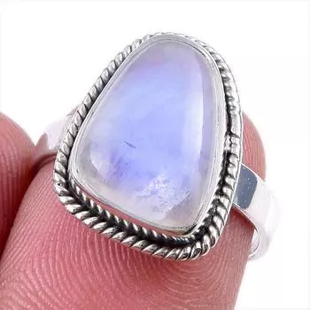 Natural Rainbow Moonstone Gemstone 925 Solid Sterling Silver Ring Size 6 j7y04