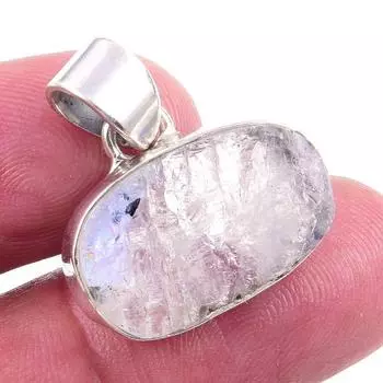 Natural Rainbow Moonstone Gemstone 925 Solid Sterling Silver Pendant 1 A8I79