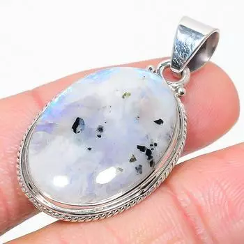 Natural Rainbow Moonstone Gemstone 925 Solid Sterling Silver Pendant 1.50 W5V59