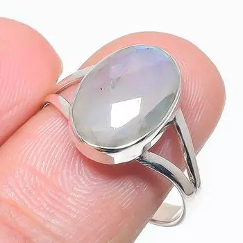 Natural Rainbow Moonstone Gemstone 925 Solid Sterling Silver Gift Ring S.9 A9I60