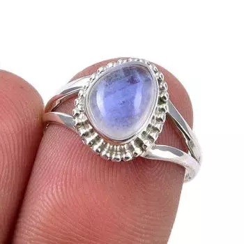 Natural Rainbow Moonstone Gemstone 925 Solid Sterling Silver Ring Size 5.5 t5b48