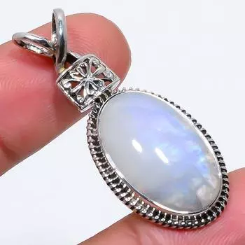 Natural Rainbow Moonstone Gemstone 925 Solid Sterling Silver Ring Size 4.5 F9R44