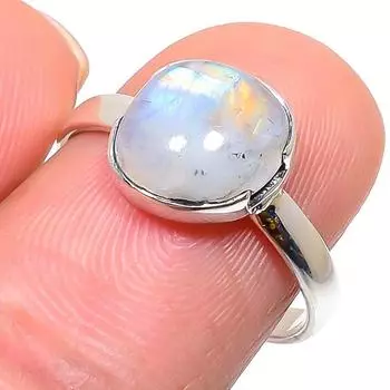 Natural Rainbow Moonstone Gemstone 925 Solid Sterling Silver Gift Ring S.9 R5F95