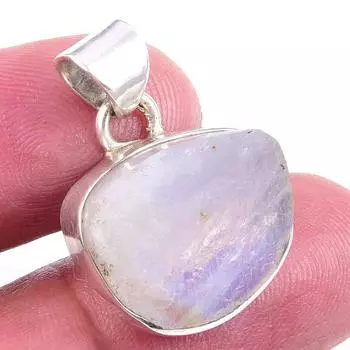 Natural Rainbow Moonstone Gemstone 925 Solid Sterling Silver Pendant 1 A8p65