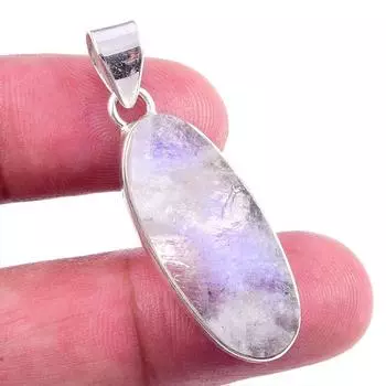Natural Rainbow Moonstone Gemstone 925 Solid Sterling Silver Pendant 1.50 K9J72