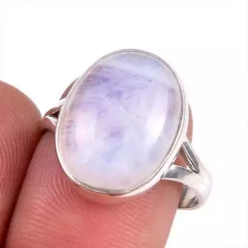 Natural Rainbow Moonstone Gemstone 925 Solid Sterling Silver Gift Ring S.9 d3e52
