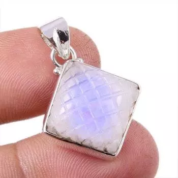 Natural Rainbow Moonstone Gemstone 925 Solid Sterling Silver Pendant 1.25 A7K10