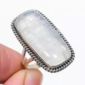Natural Rainbow Moonstone Gemstone 925 Solid Sterling Silver Gift Ring S.6 d5i00